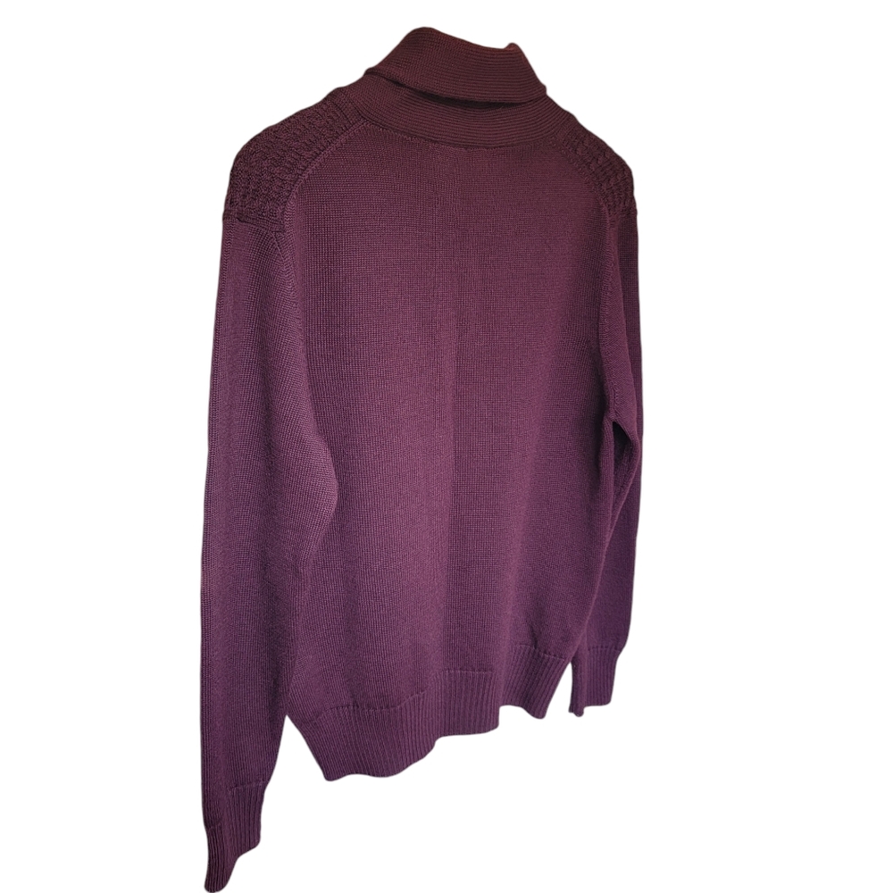 Vintage Harry Rosen Shawl Sweater Burgundy Merino Wool Blend Pullover Ac… - Picture 6 of 16